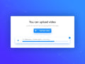 Video upload interface with 'Upload video' button on a blue background