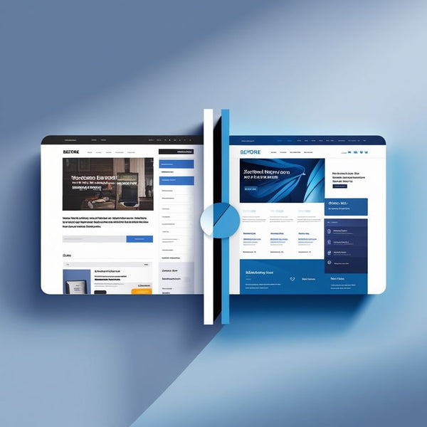 Two tablets displaying a website on a blue gradient background