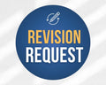 Circular icon with 'Revision Request' text on a blue background